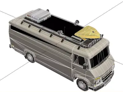 Food Truck low poly Mobile Street Food Kitchen Vehicle Low-poly 3D model