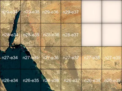 NEOM city topography Saudi Arabia - tile  n29e37 Low-poly 3D model