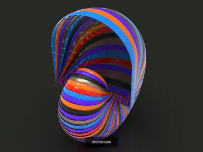 decor colorful shell with stripes 3D Model Pack