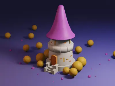 Small cartoon ancient castle 3D model