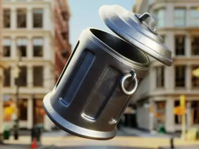 Realistic Metal Trash Can - Game Ready 3D Urban Prop 3D model