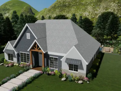 Realistic Exterior House Low-poly 3D model