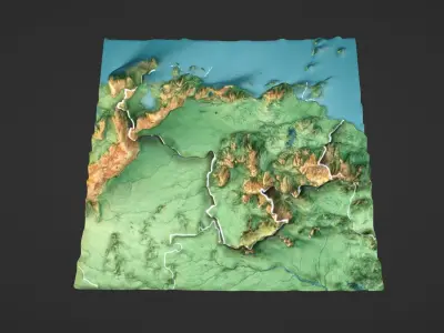 Venezuela Map Topography Low-poly 3D model