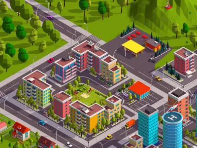 Polygonia Low Poly City Pack Low-poly 3D model