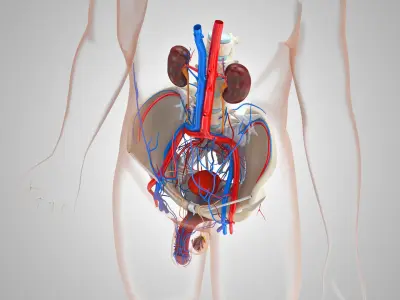 Male Reproductive and Urinary Systems Low-poly 3D model
