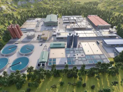Water treatment plant-Water and Sewage Treatment Plants  3D model