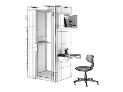 Talky S Phone Booth with Multiple Workspaces 3D model