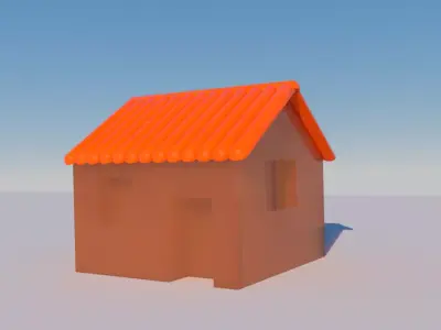 House1 house with orange roof Free 3D model