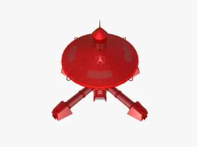 SciFi Facility C05 Red - Sci Fi Exterior Design Low-poly 3D model