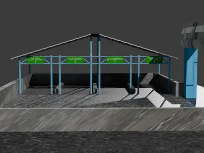 Bus Station Model Low-poly 3D model