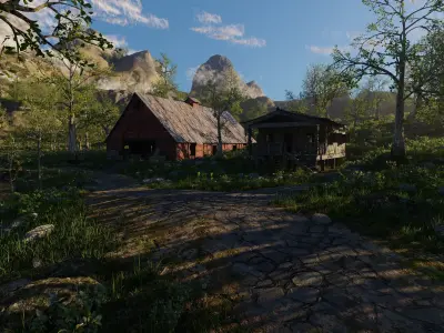 Medieval Pathway Scene 3D model