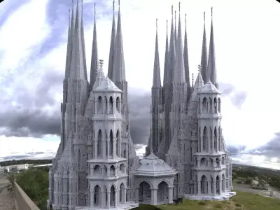 Elven city lothlorian Galadriel towers forest castle 2 3D 3D model