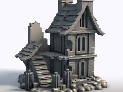 Ruined Houses Collection 6 Abandoned Building  3D model