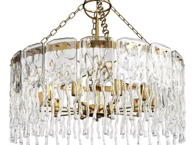 SPRING chandelier with clear glass and brass Low-poly 3D model