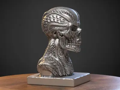 Robot Skull Headphone Stand  Cyborg Headset Stand 3D print model