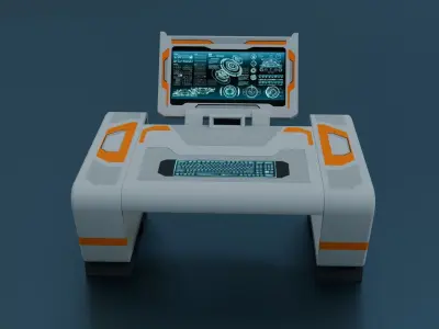 Sci-Fi Workspace - PBR - Game ready Low-poly 3D model