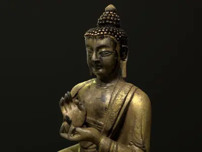Buddha bronze statue Low-poly 3D model