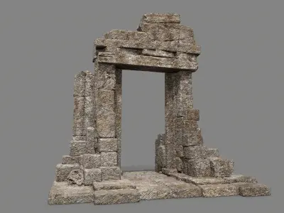 old door Low-poly 3D model 6