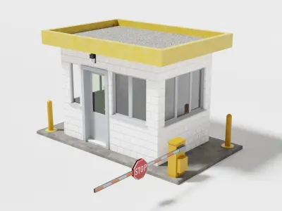 Security guard booth Low-poly 3D model