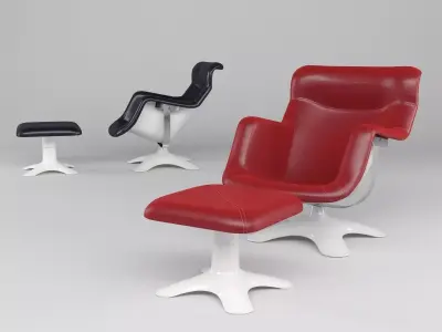 Karuselli lounge chair and ottoman 3D model