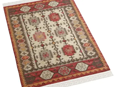 Handwoven Wool Jute Kilim Rug by Urban Outfitters 3D model