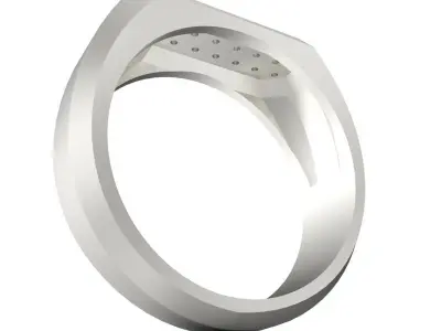Classic Octagon Top Ring Signet Round Gemstones 3D Print Model 3D print model