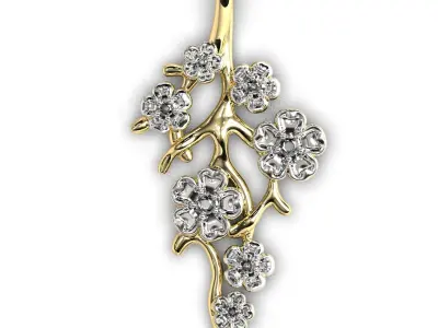 Sakura branch pendant 3D print model