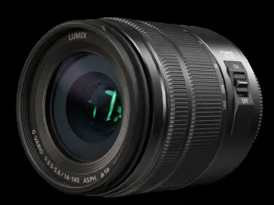 Panasonic Lumix G Vario 14-140mm f3-5 5-6 ASPH Power O-I-S Lens Low-poly 3D model