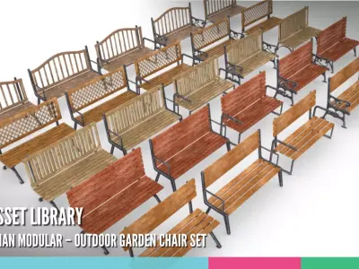 Kursi Taman Modular Outdoor Garden Chair Set 3D model