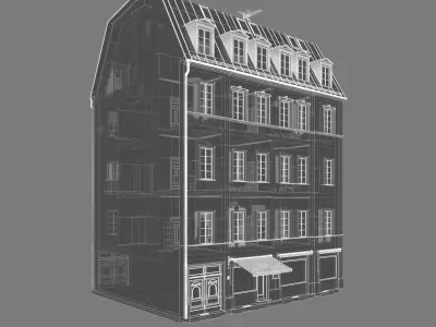 Residential City Building - Row - 07 - Shopfront 3D model