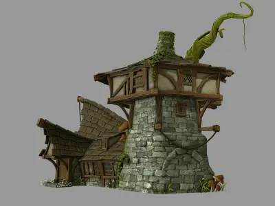 Cartoony Medieval House Low-poly 3D model