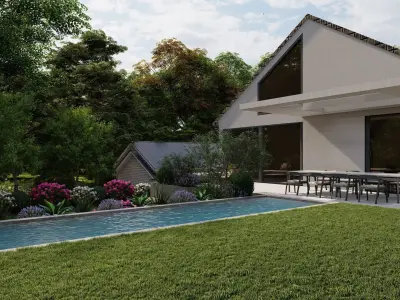 3D Exterior Scene 3D model design garden and landscape 3D model