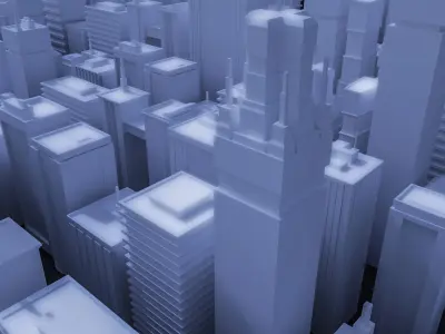 Low Poly scifi Skyscraper Collection Low-poly 3D model