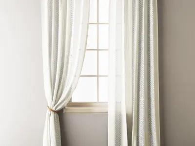 Lace Curtains Set 3D model