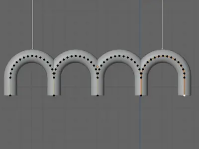 Arch Suspension Light modern ceiling lamp fully editable 3D model