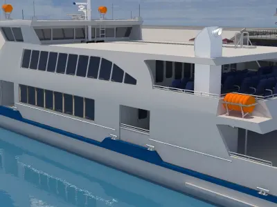 Harbor ferry boat on water 3D model