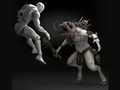 Wendigo Ram Rigged Low-poly 3D model