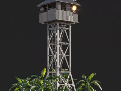 Watchtower guard tower Low-poly 3D model