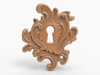 Baroque Keyhole Ornate Rococo Plate Vintage Furniture Detail 3D print model