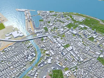 Quebec Downtown Canada Low-poly 3D model