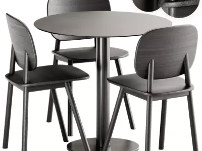 Mesa Mona Round Table by Diabla and Paddle Chair by Cruso 3D model
