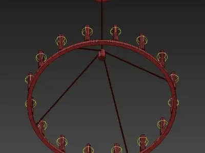 VISITORS brass chandelier with six lights 3D model