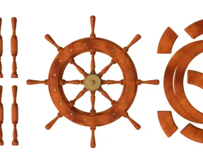 Wooden Helm Wheel 3D model