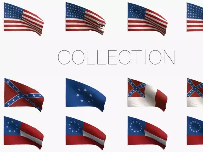 American Civil War Flags 3D Model Pack