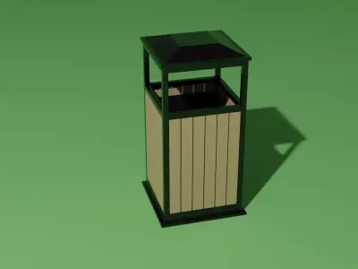 Trash bin Low-poly 3D model