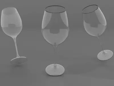 Glass and Glass of Wine 3D model