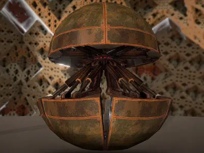 Hydraulic Sphere Bot - Rusty Version Low-poly 3D model