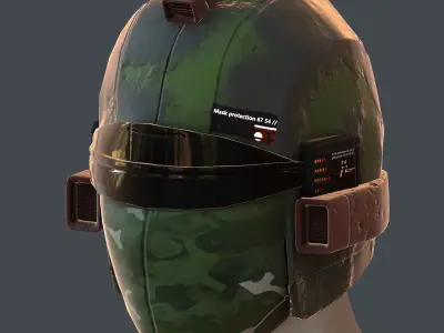 Gas mask helmet 3d model scifi Low-poly  Low-poly 3D model
