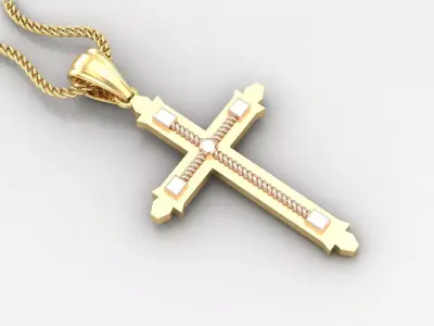 High Cross Pendant Light Gold 18K 4CP080 3D print model