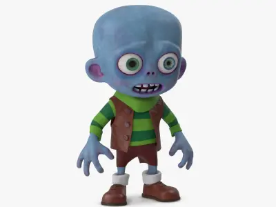  Cartoon Zombie Blue in a Brown Costume 